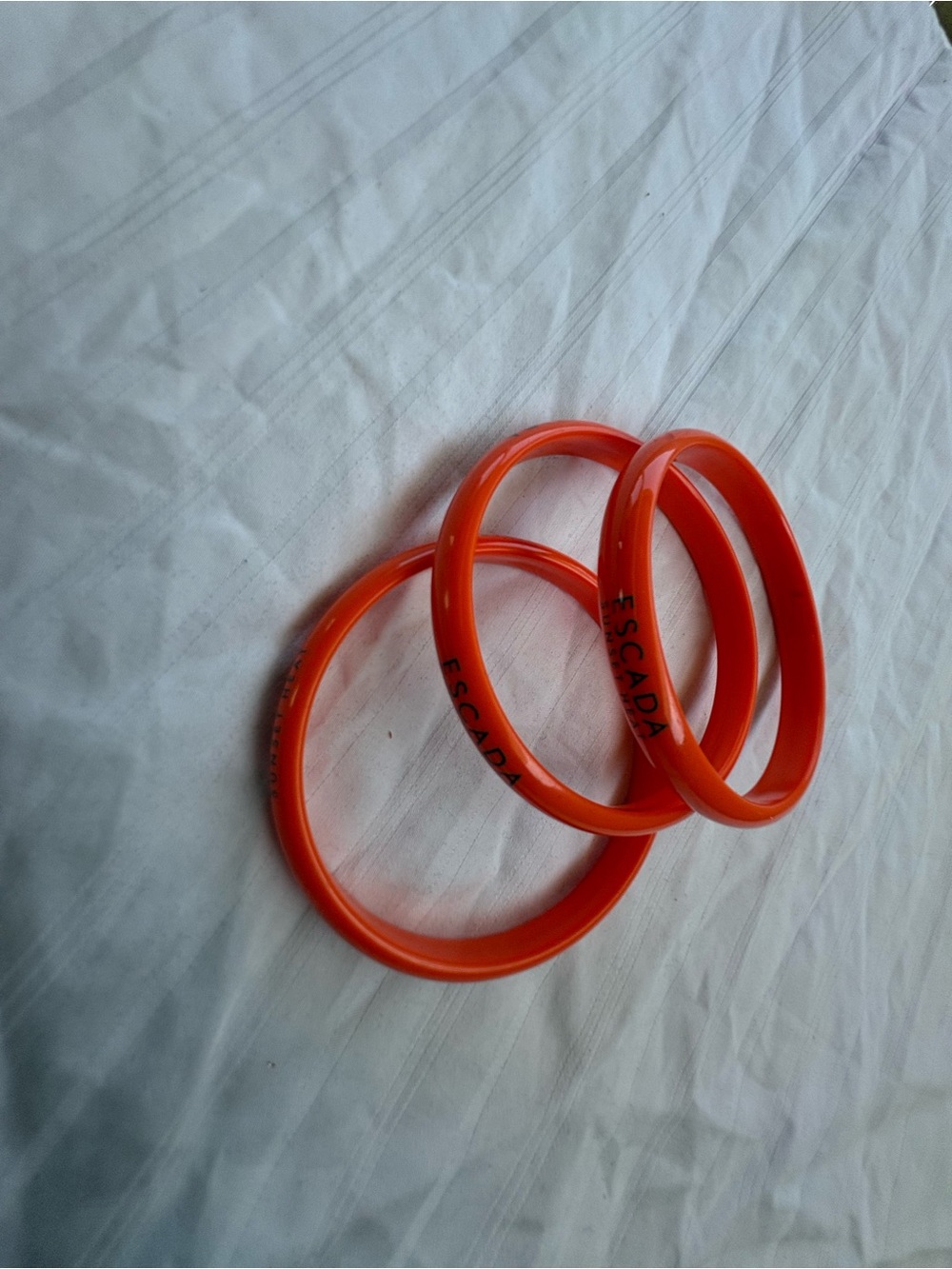 Escada Bright Orange Resin Bangle Bracelet Trio